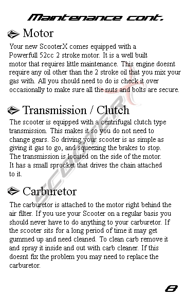 ScooterX X-Racer Instruction Manual Page 8